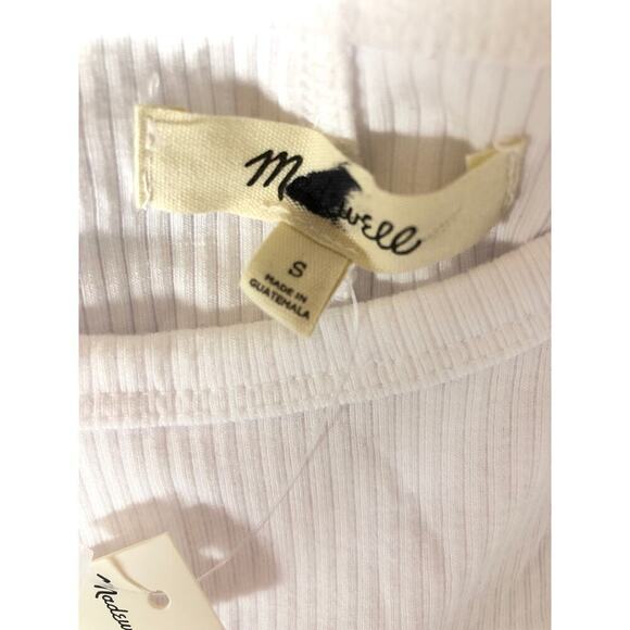 Madewell Drapey Rib Tee Short Sleeve Crewneck Top Eyelet White NWT Small - Picture 8 of 10